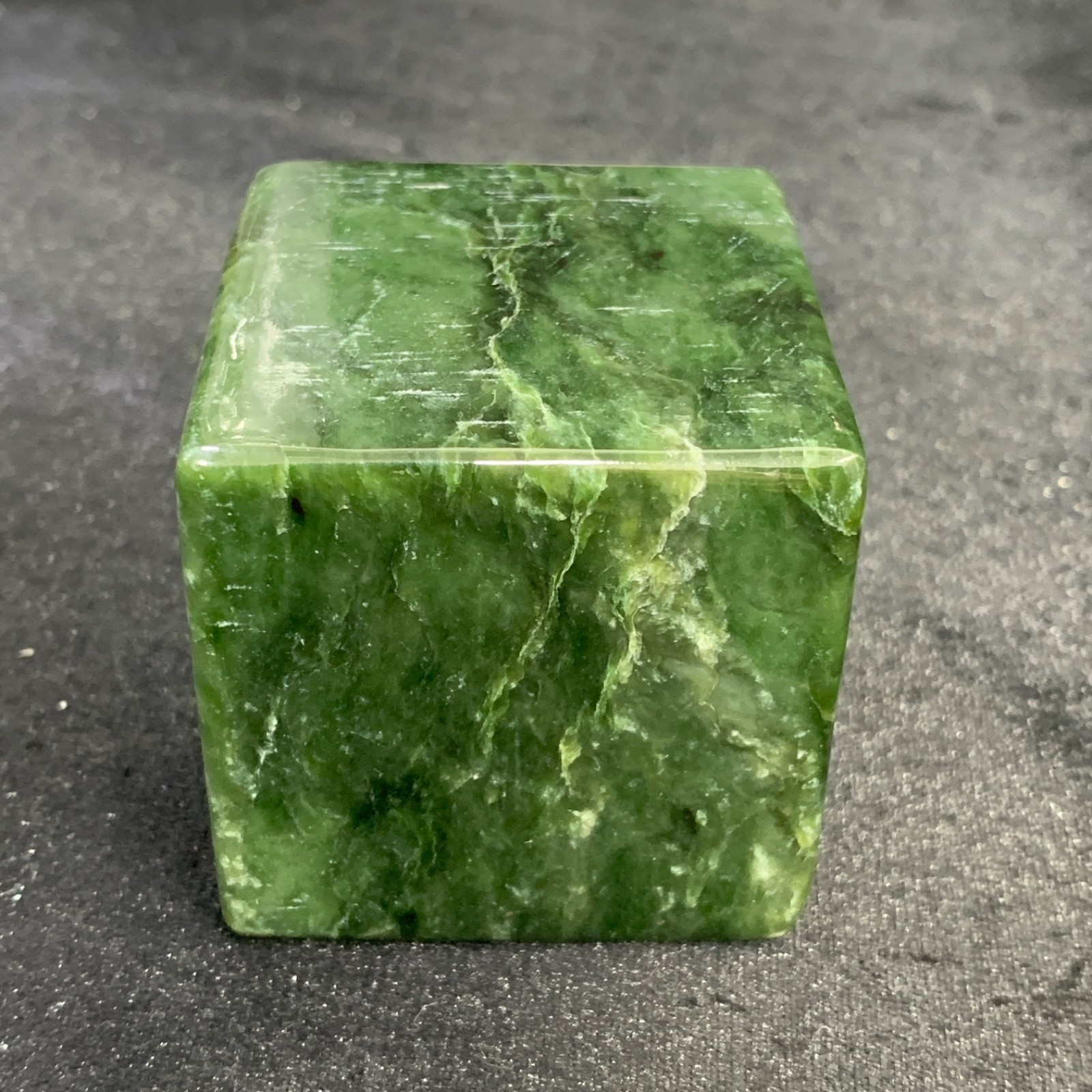 Top Quality Nephrite Jade Cube – 360g Hand-Polished Natural Healing Stone