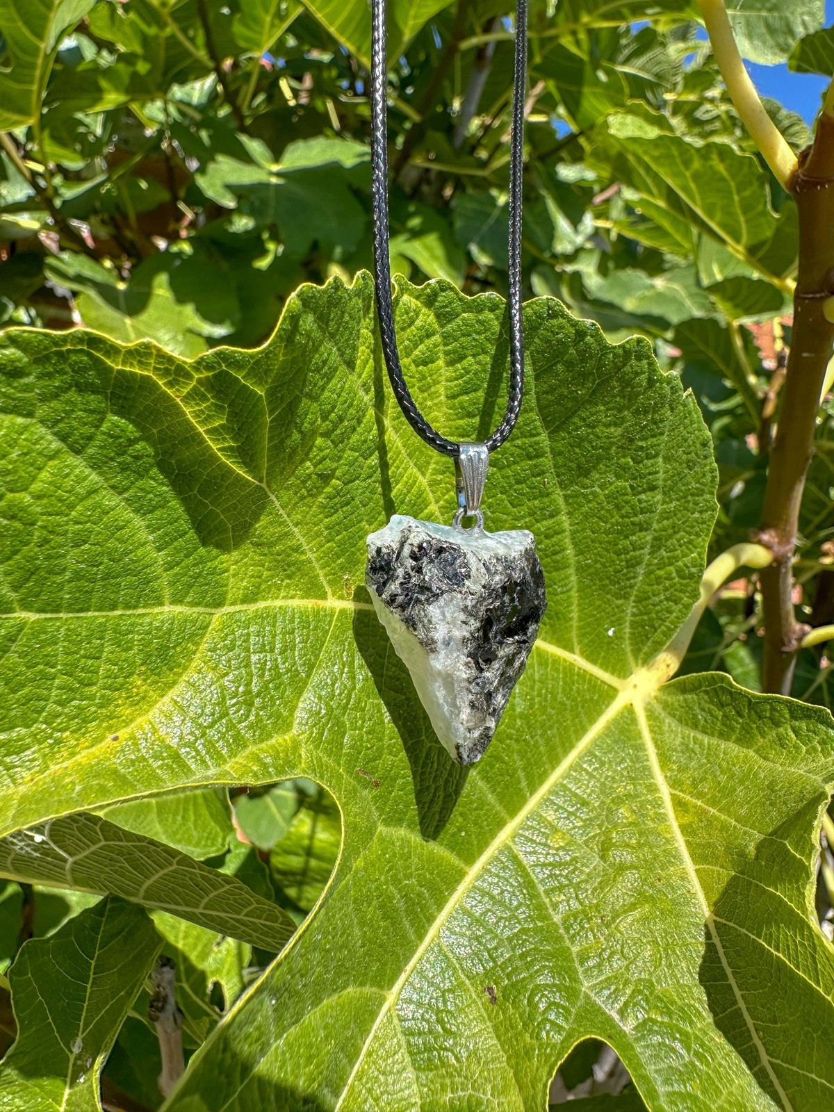 Rough Rainbow Moonstone Pendant / Raw White Blue Moonstone Crystal Necklace