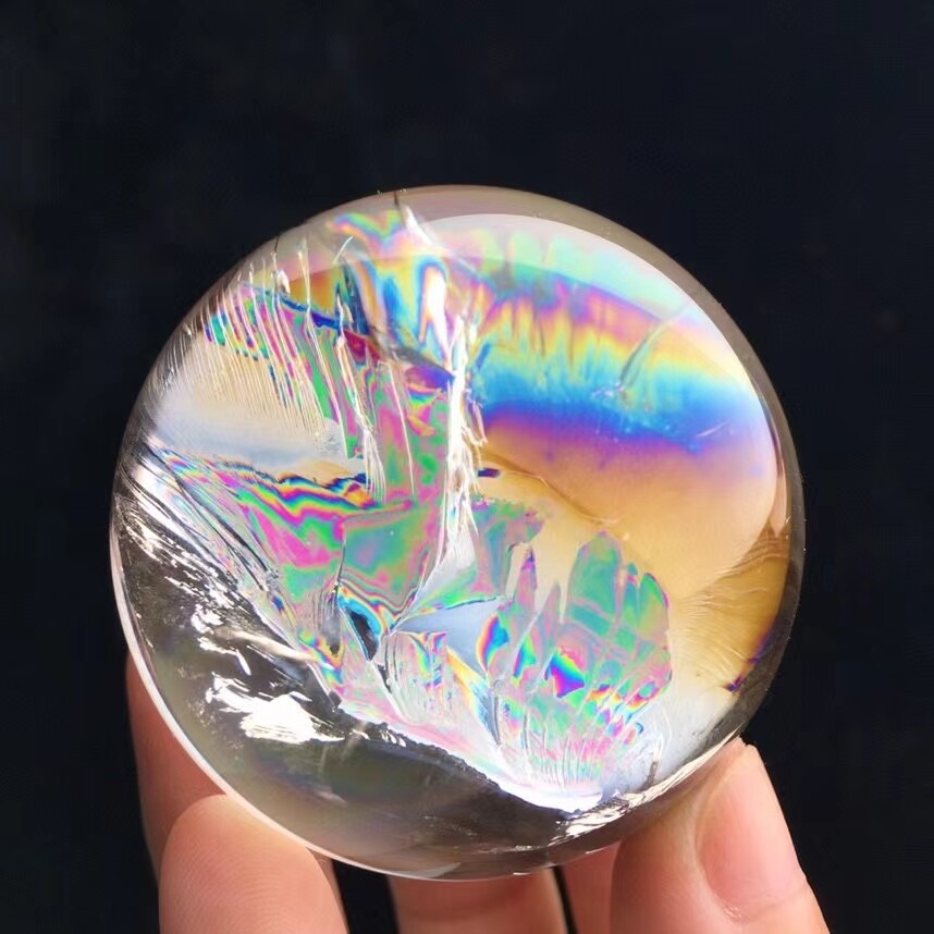 Top Natural Clear Quartz Sphere Rainbow Crystals Ball Healing 160g/5cm