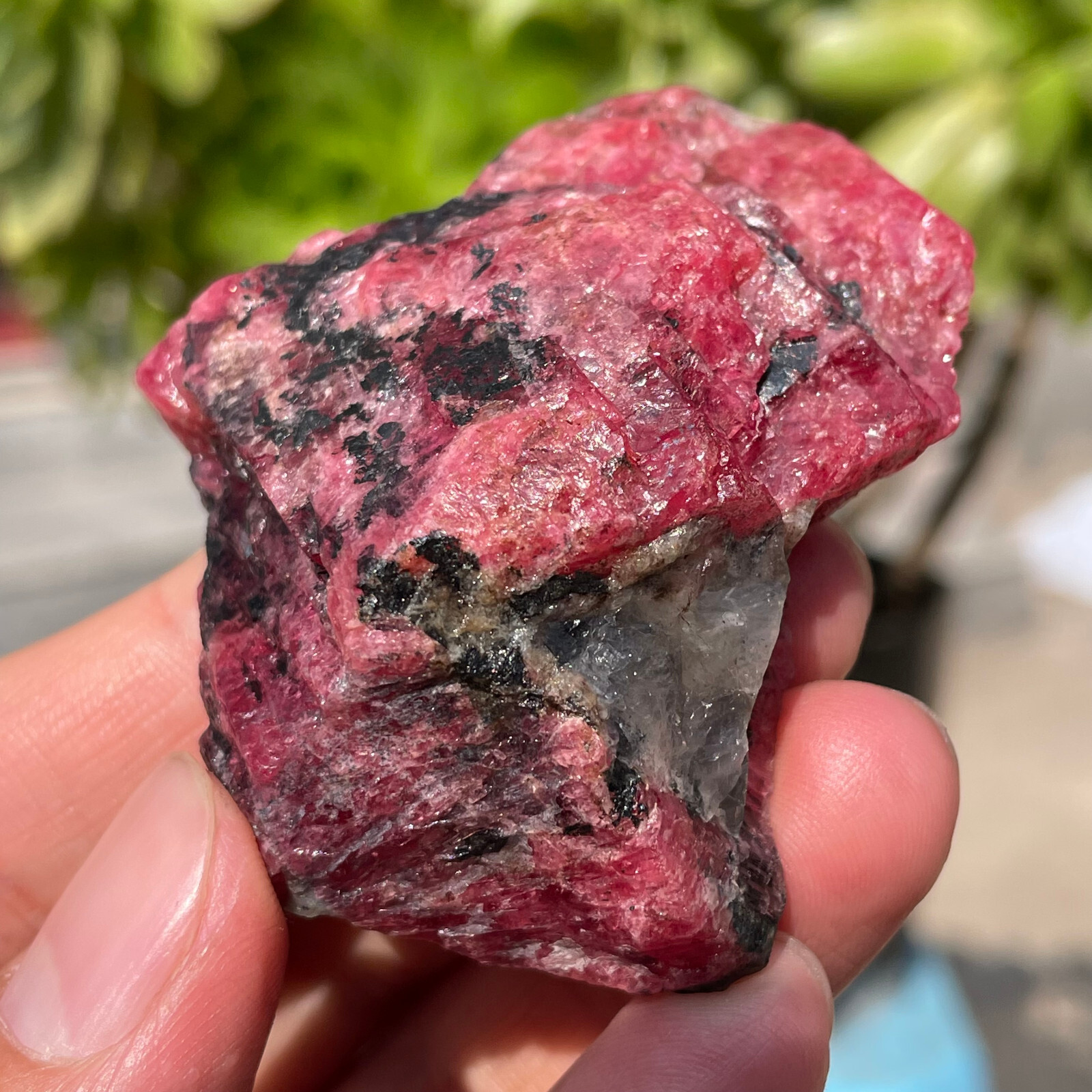 91g Small Rough Stone Natural Red Black Rhodonite Quartz Crystal Specimen