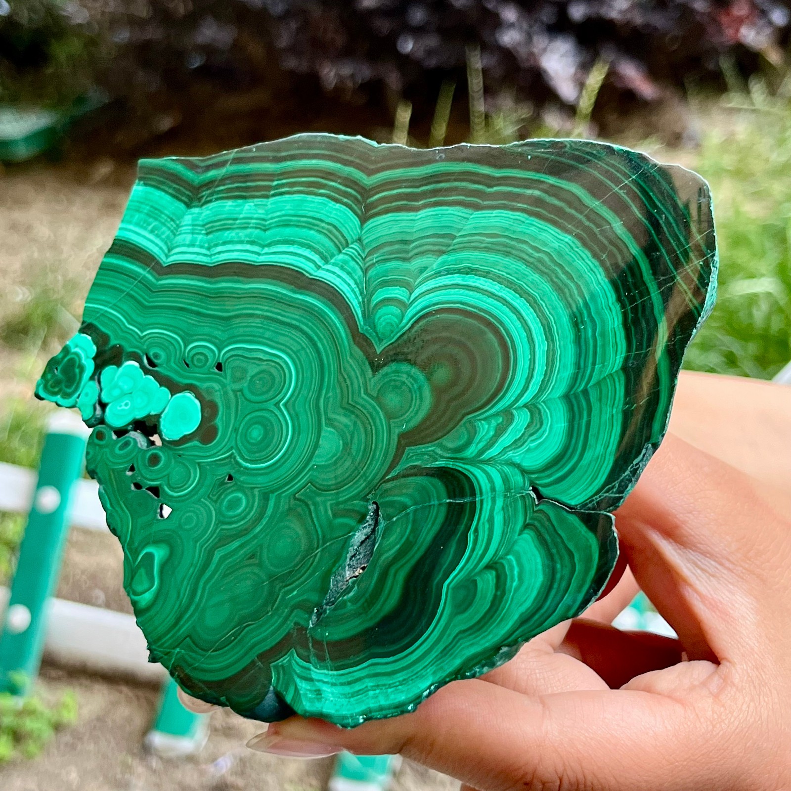 525 g Malachite Polished Slab Green Banded Agate Look Mineral Specimen Reiki