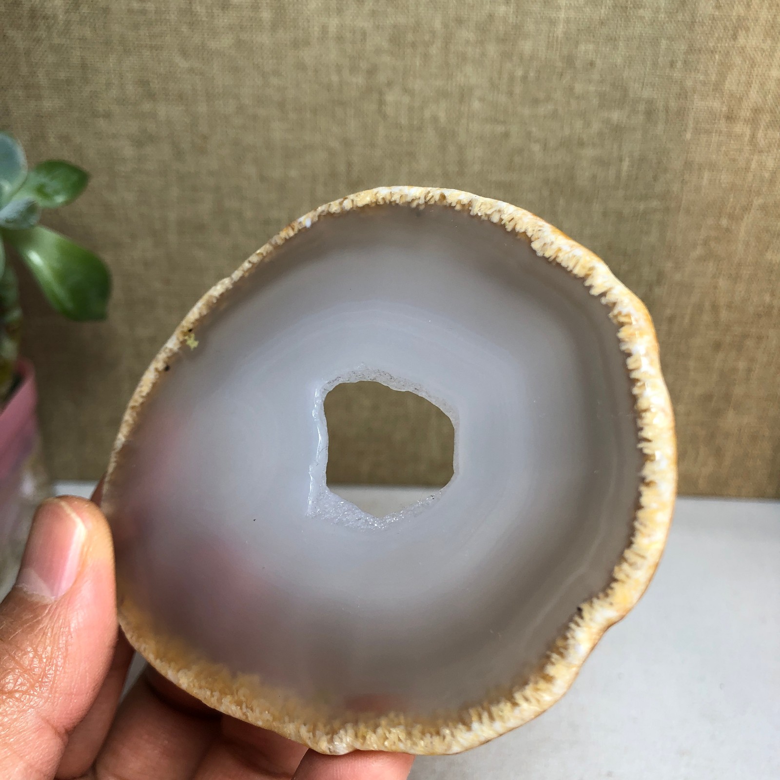 85-73mm Natural agate Slab/Slice quartz crystal pictographic specimen 59g A2086
