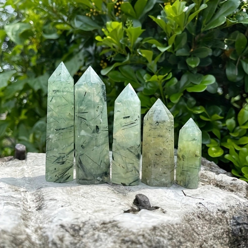 Random Natural Prehnite Druzy Tower Crystal Point Obelisk Healing Decor Gift