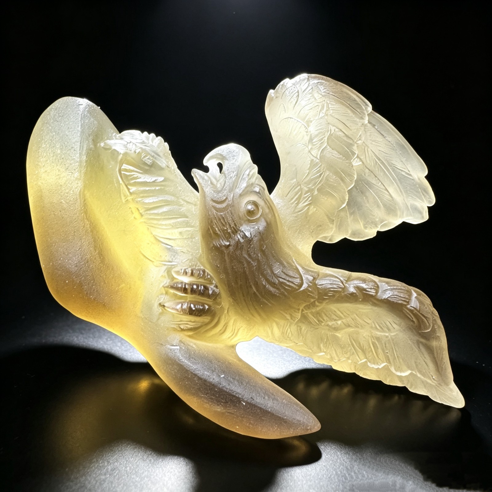 Hand Carved Citrine Eagle -Natural Crystal Animal Figurine Sculpture Decor 3.96″
