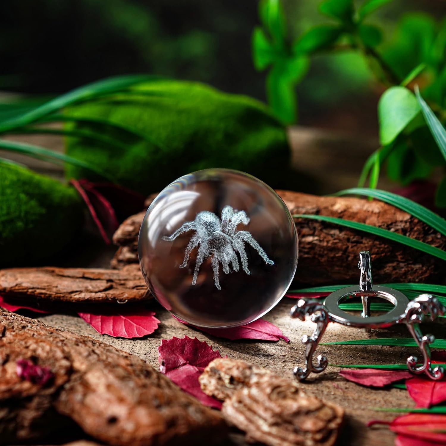 Charming 60mm Laser Engraved Spider Crystal Ball – Sophisticated Halloween Decor