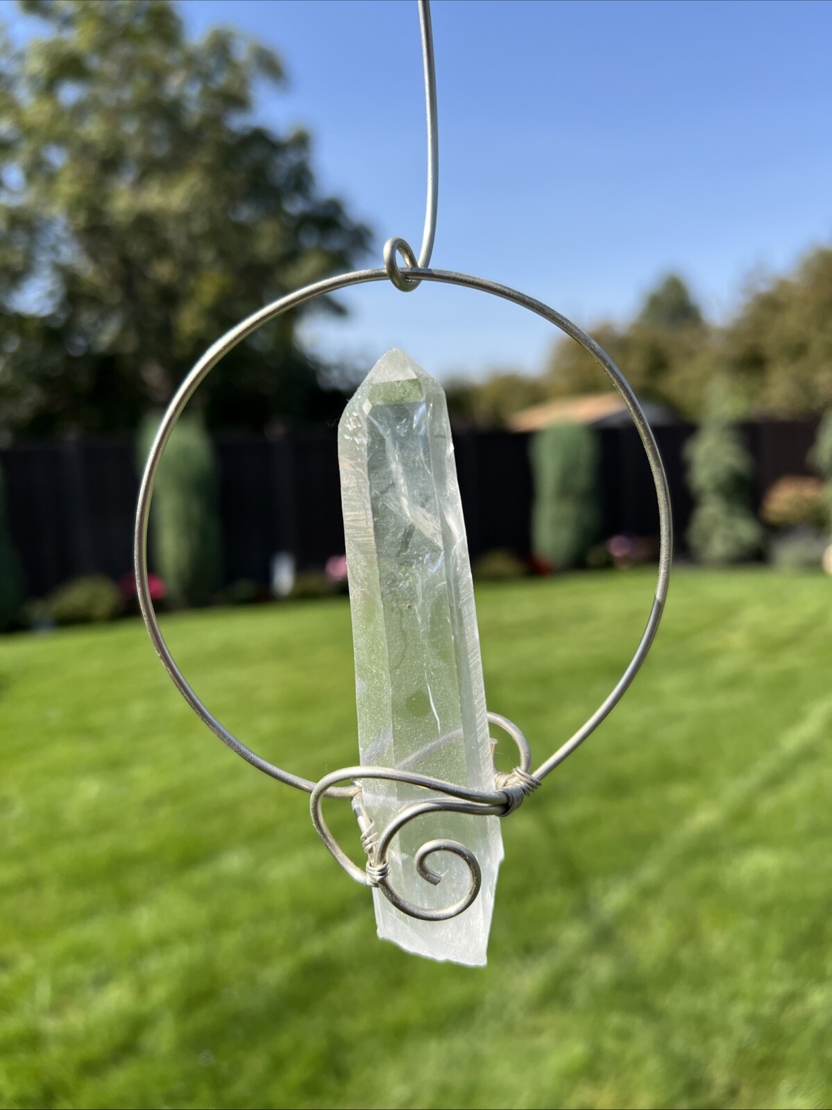Floating Quartz Crystal Sculpture Decoration ￼FENG SHUI HANGING Handmade USA #2