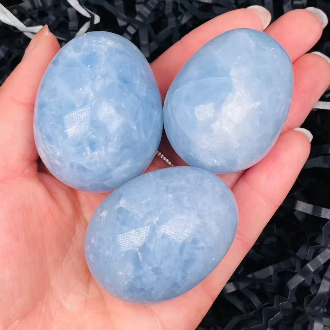 Celestite Egg – Natural Angelic Blue Crystal, Spiritual Healing Stone Gift