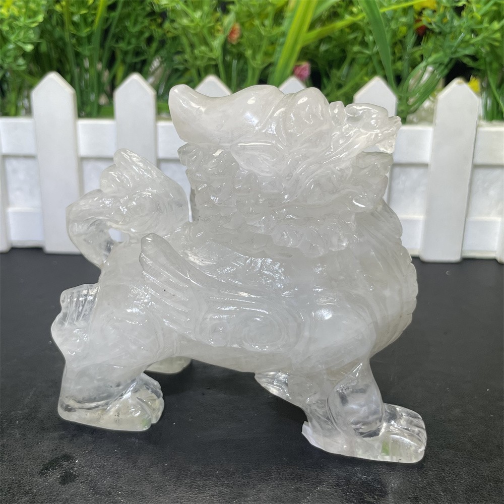 1.1LB 3.9″ Natural A++Clear Quartz Qilin Crystal Quartz Reiki Gift Mineral Decor