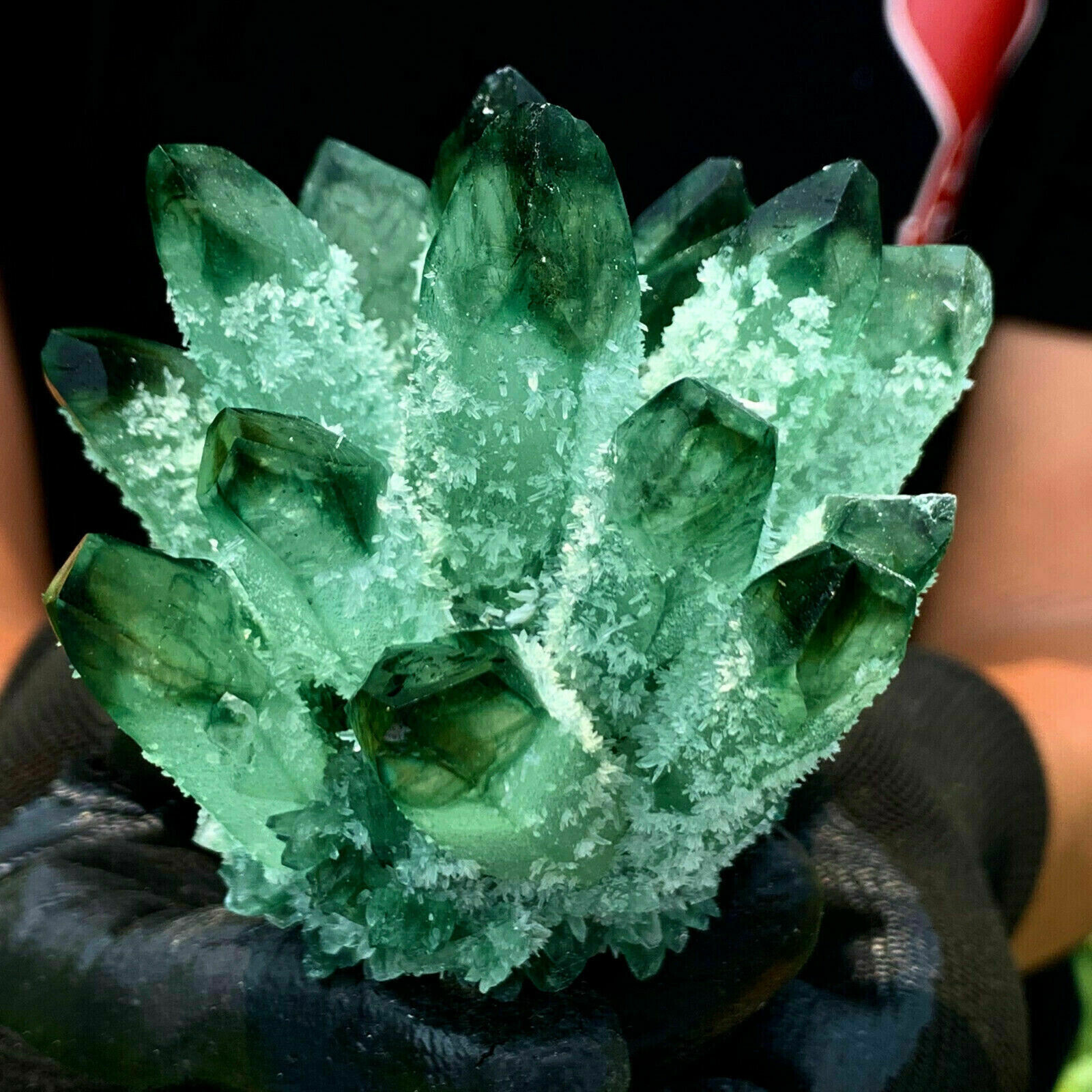 300g+ New Green Phantom Quartz Crystal Cluster Mineral Specimen Reiki Healing