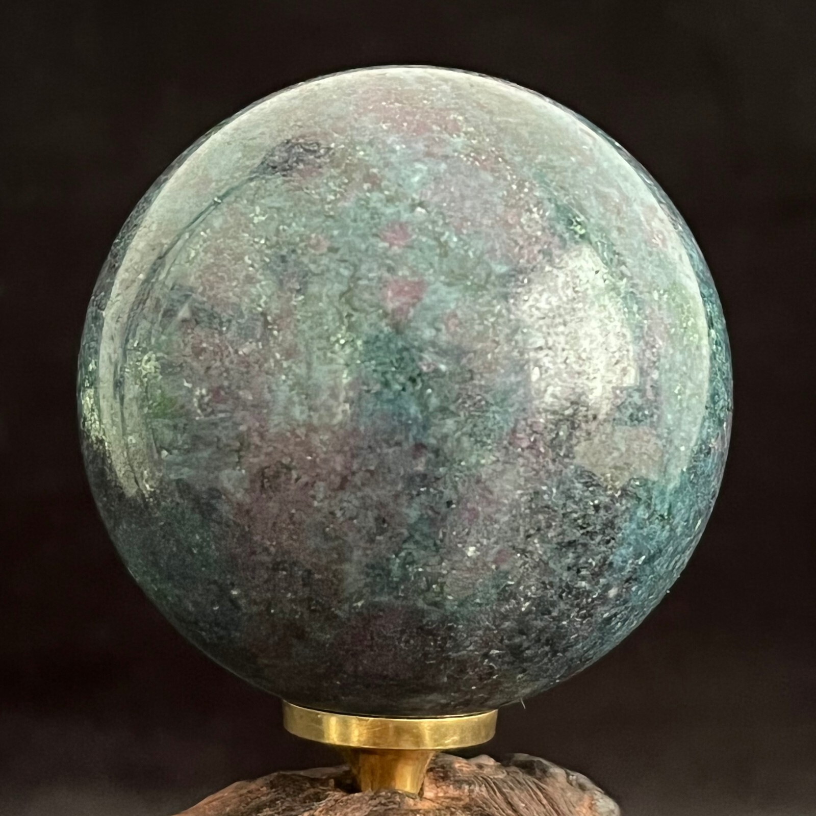 1pc Natural Red green blue zoisite Ball Quartz Crystal Sphere Reiki 327a