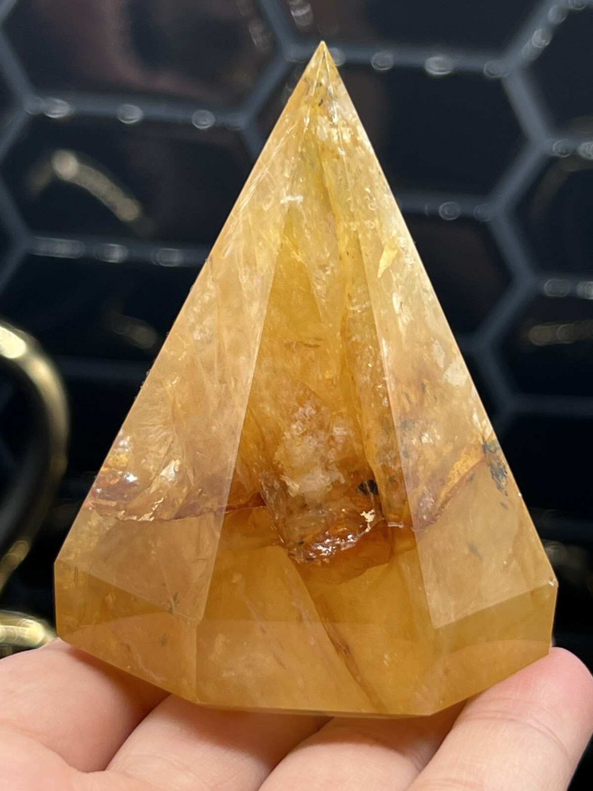 Golden Healer Amazing Diamond Pyramids Some dendrite Free ship & Gift