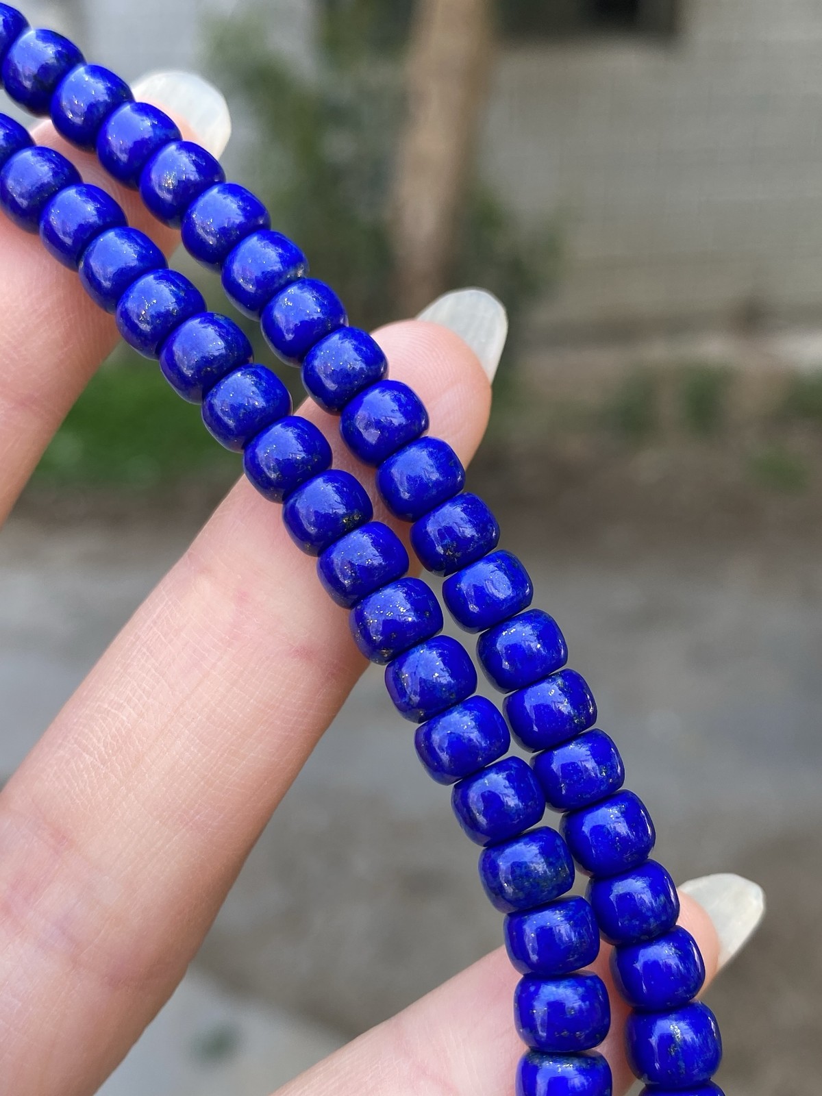 Premium Old Shape Lapis Bead Multi Strand Smooth Polished Ethnic Style Bracelet
