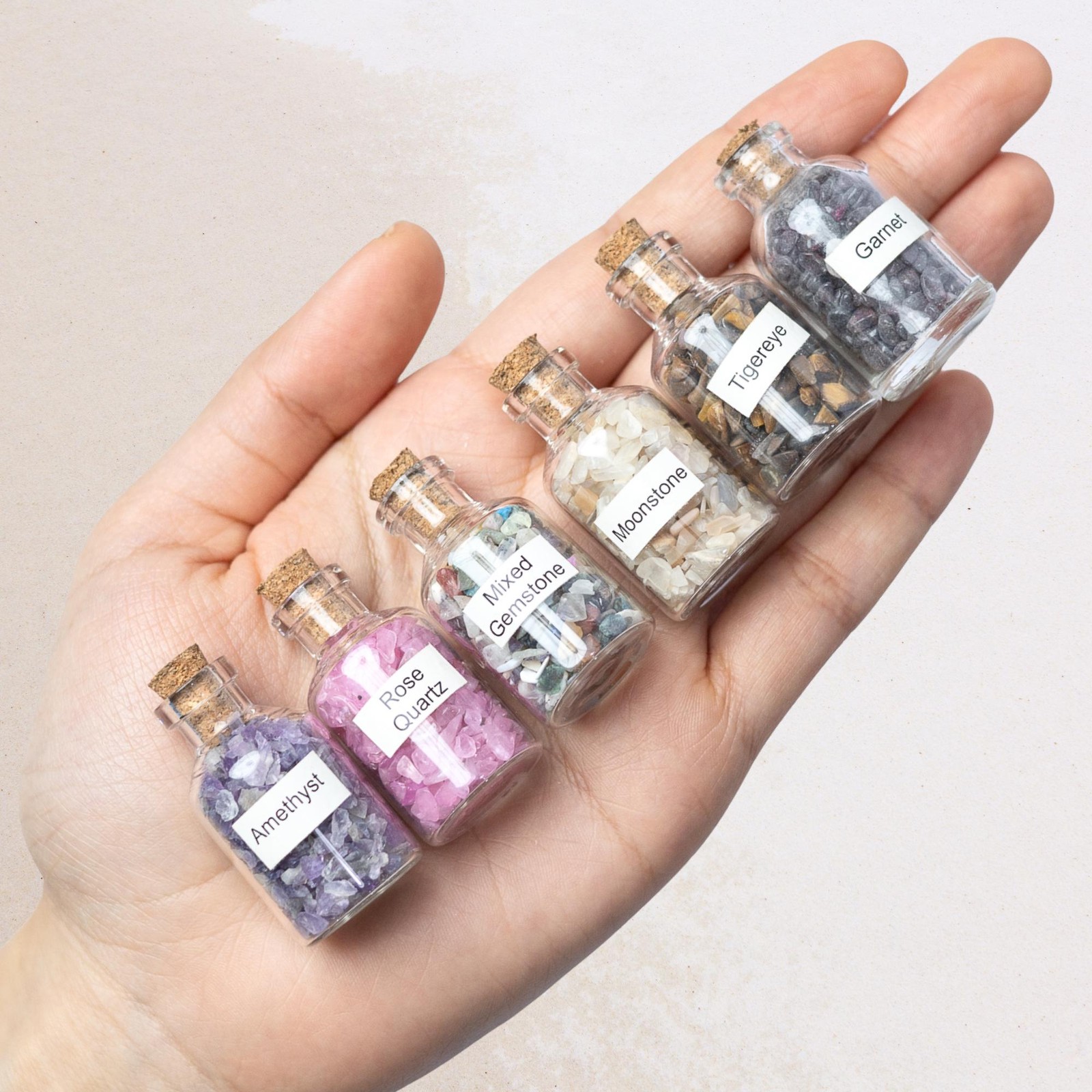 Crystal Chip Bottles Mini Gemstone Chips Glass Jar Jewelry Resin Art Craft Gift