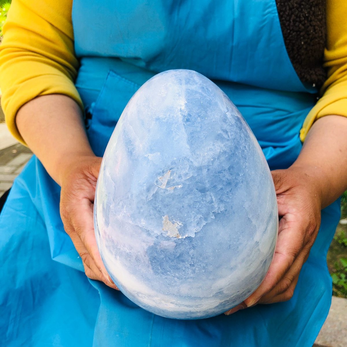 8.2LB Natural blue celestite POLISHED egg shape Quartz Crystal healing decor