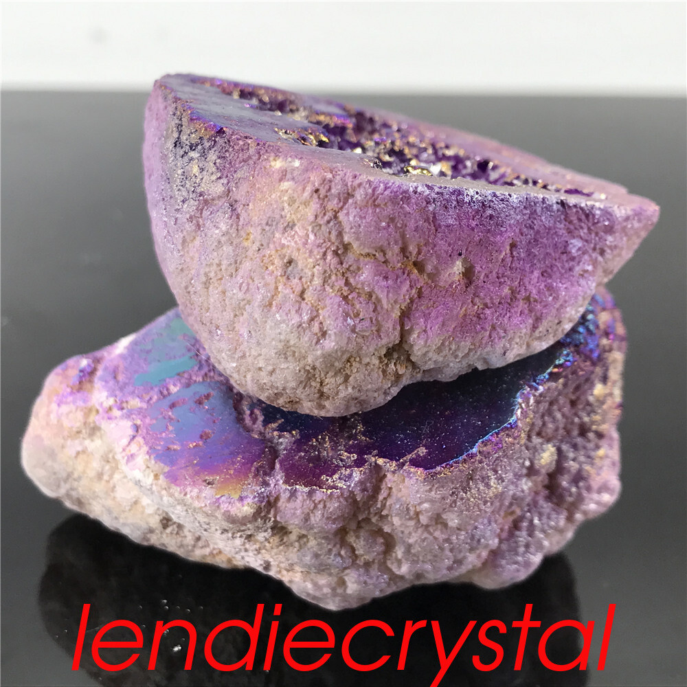 1pc Titanium Agate geode cluster rainbow natural quartz crystal Mineral healing