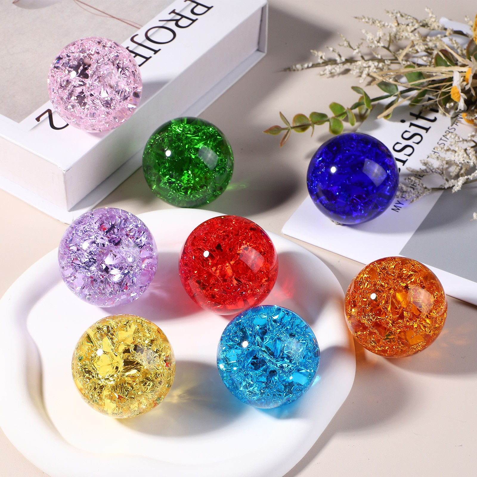 Round Crystal Sphere 50mm 2″ Decorative Sphere Crystal Ball Lake Blue