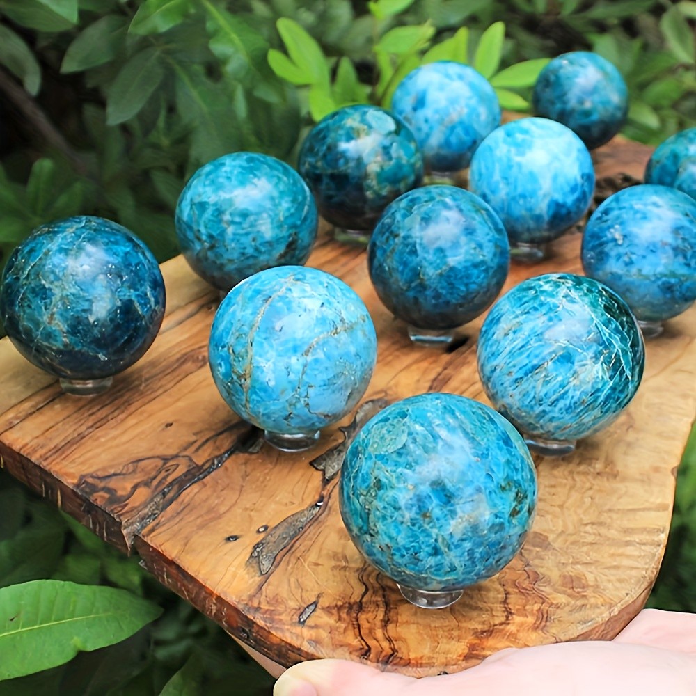 Random Flashy Blue Apatite Crystal Sphere Quartz Ball Healing Decor Gift Reiki