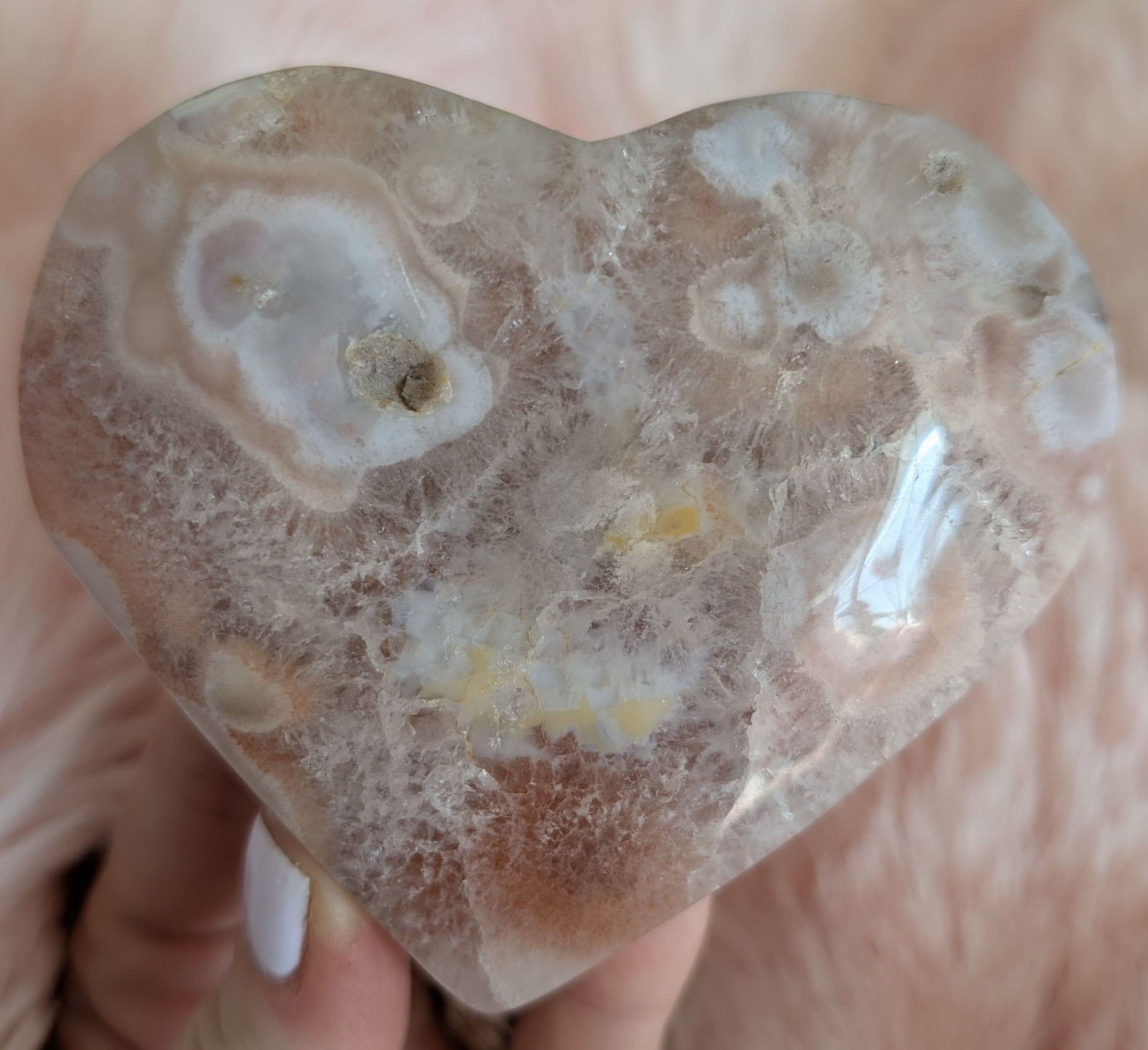 Pink Amethyst Heart Carving Crystal Gemstone Chakra Reiki 3.5 inches wide