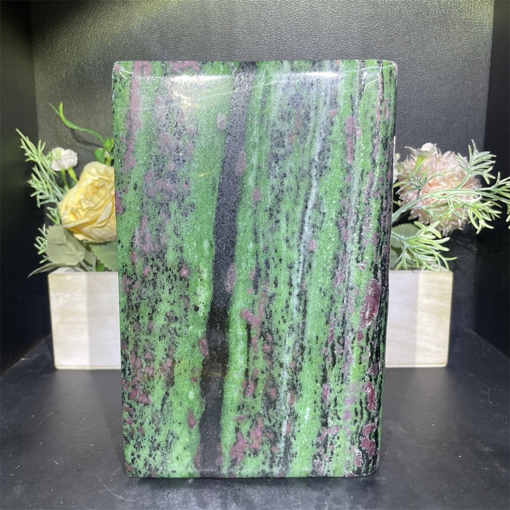 5.3LB 7.8″ Natural Ruby In Zoisite Book Carved Crystal Quartz Healing Decor Gift