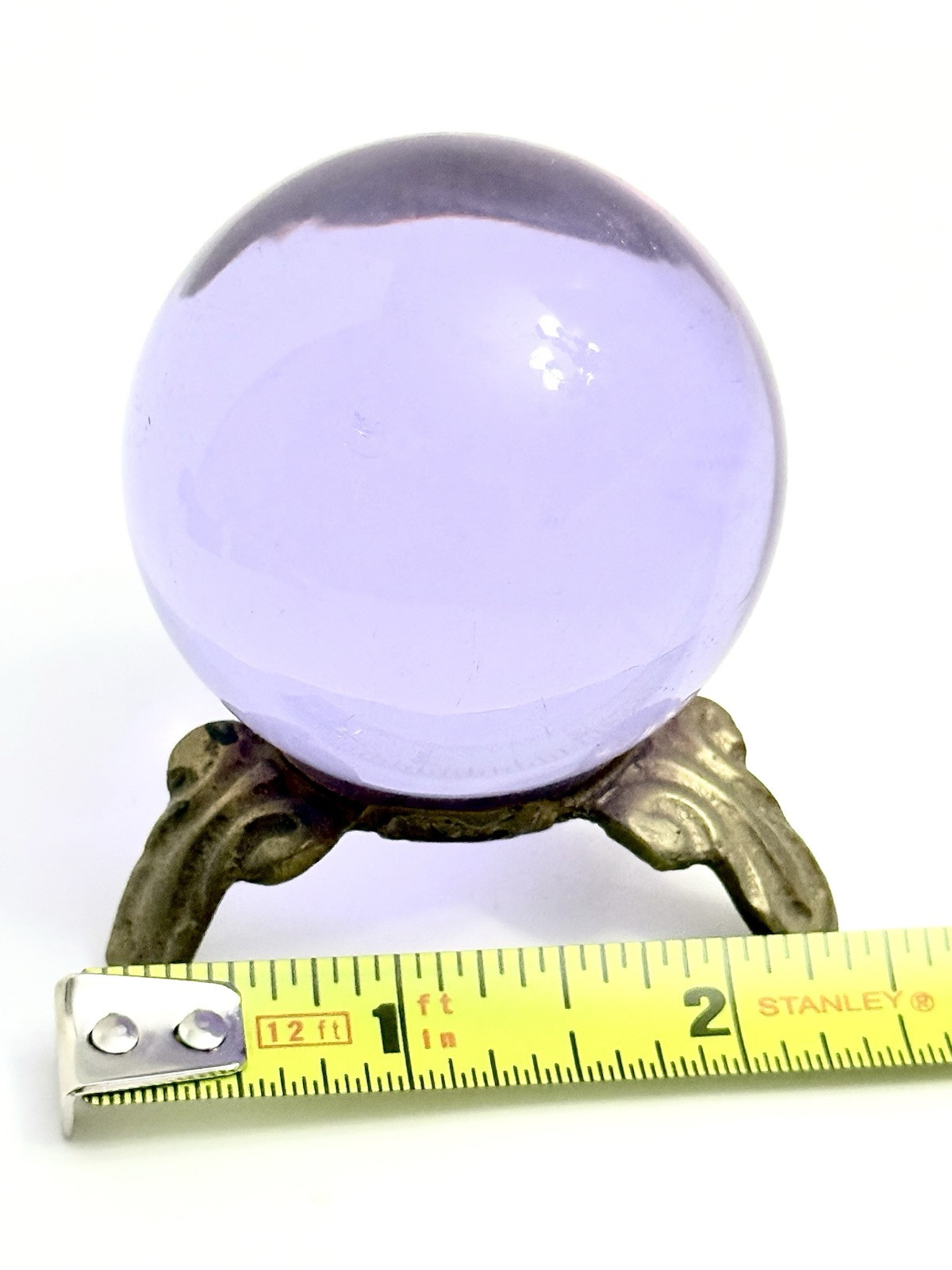 Natural Purple 2.5″ Sphere Crystal Ball With Brass Holder Stand