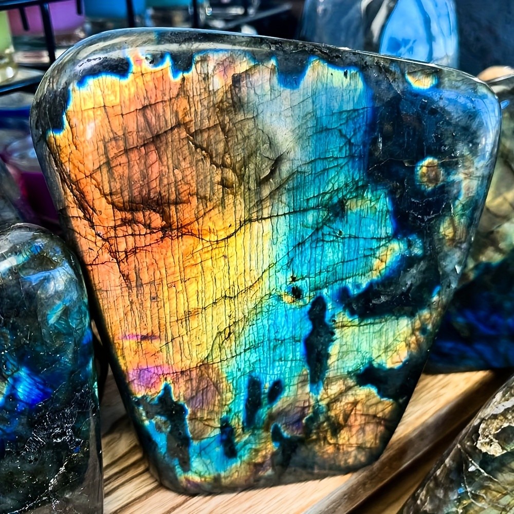 1.1-1.76LB Flash Labradorite Freeform Display Crystal Quartz Healing Decor Gift