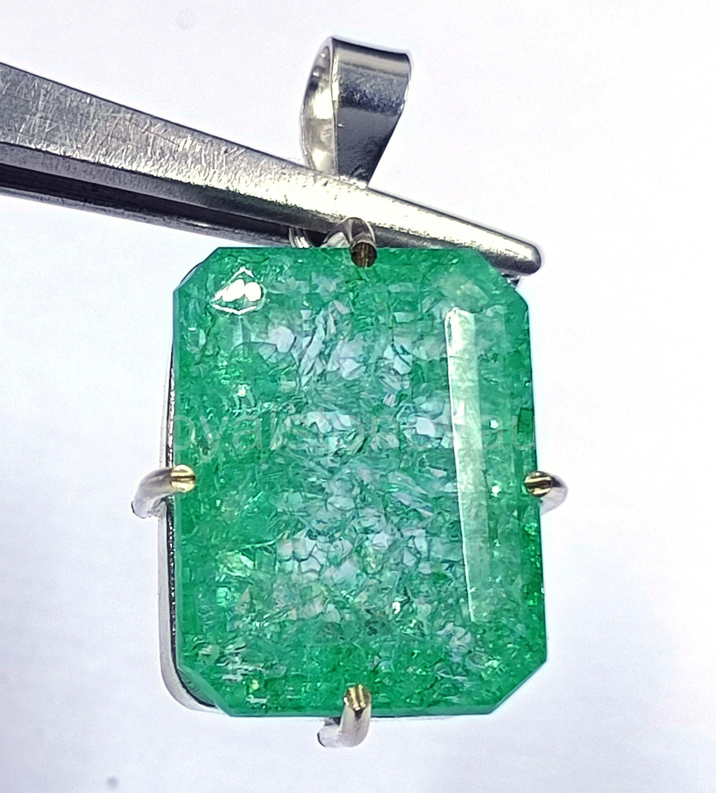 Natural Green Emerald 83.10 Ct Pendant Emerald Cut 925 Silver IGL 5JOY
