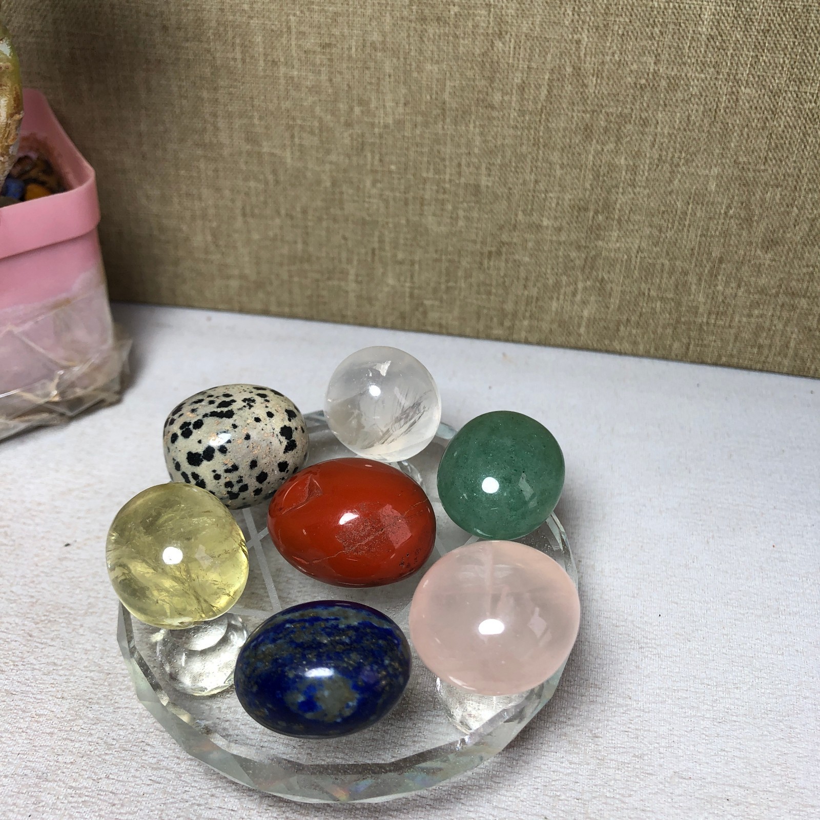 Natural seven different types of crystals Seven Star Array Specimen Base A3018