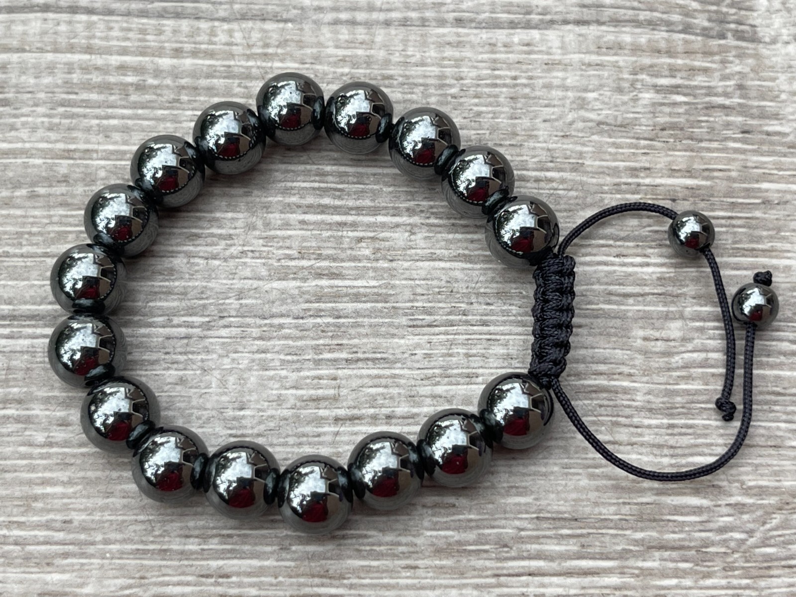 Grade A++ Hematite Crystal Adjustable Bead Bracelet 10mm, Genuine Gems Bracelets