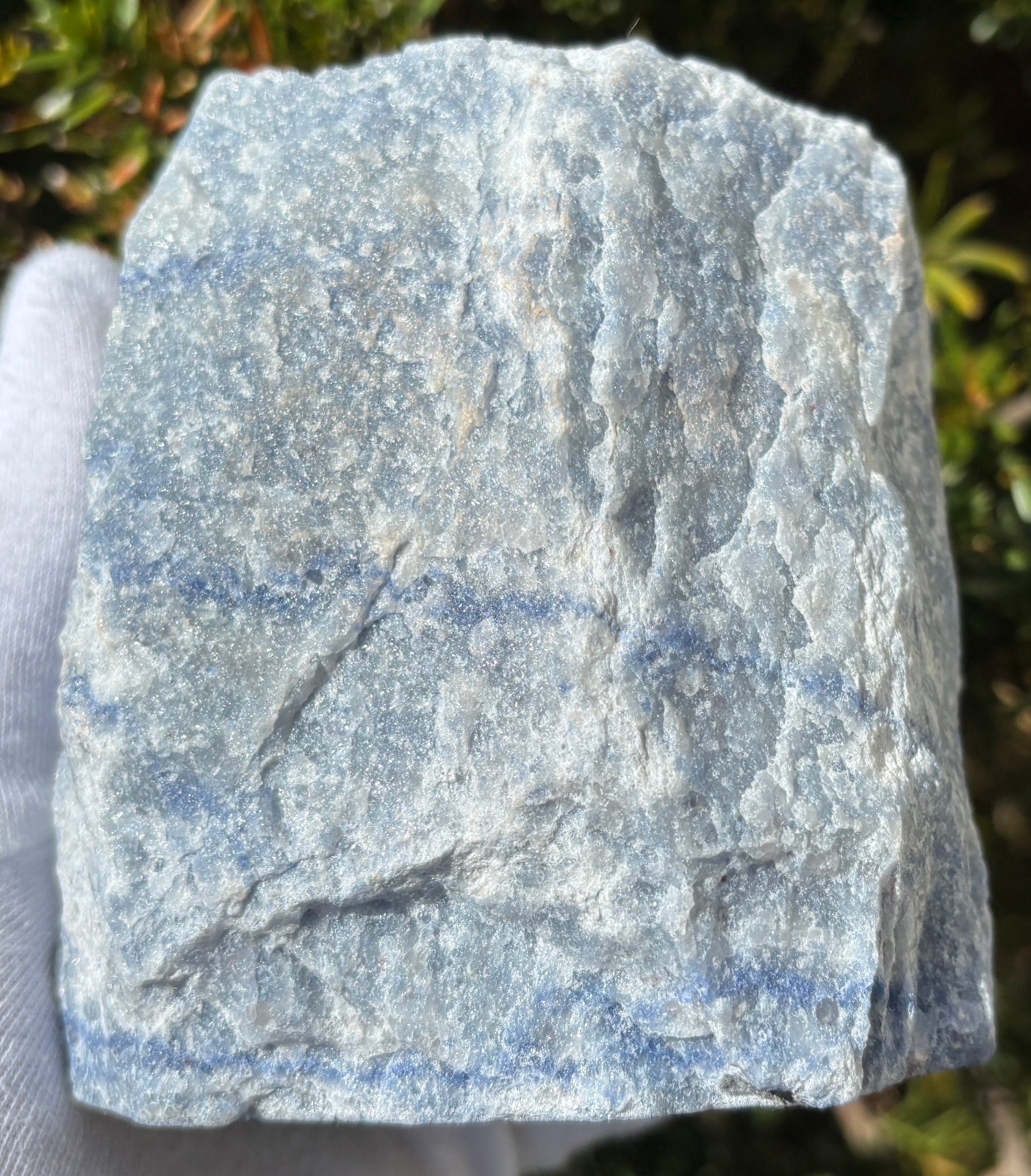 USA SALE 2.65LB BLUE QUARTZ VASE CONTAINER 4″x3.8″x3″ AVENTURINE PLANTER HOLDER