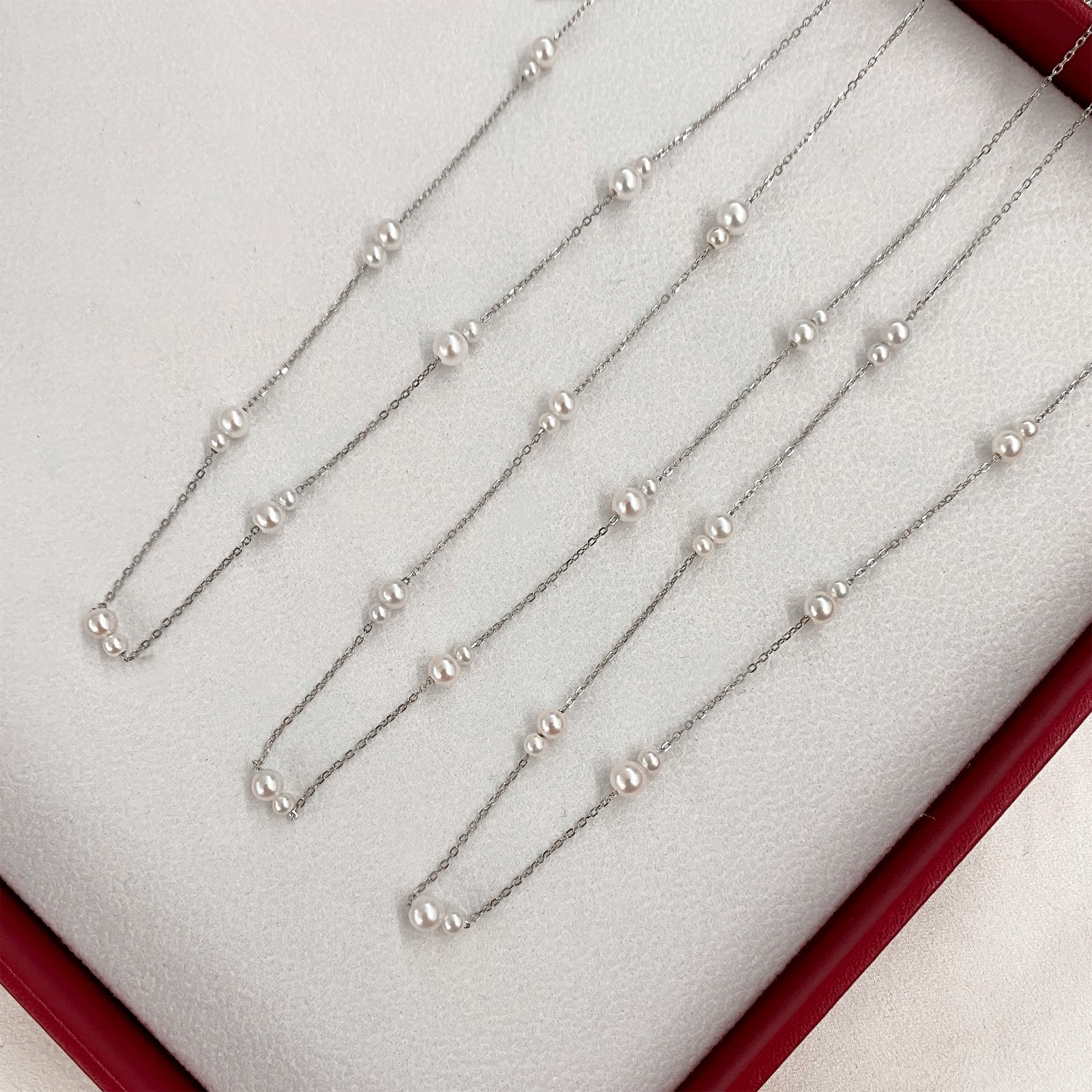 925 Sterling Silver Starry Freshwater Pearl Necklace 3-5mm Adjustable Choker