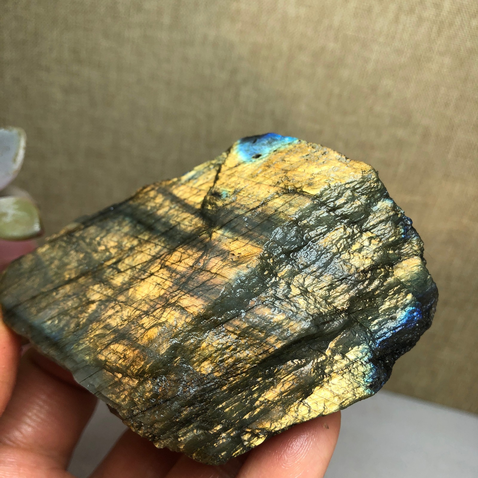 65mm Natural Labradorite Crystal gemstone rough original Specimen 205g A2631