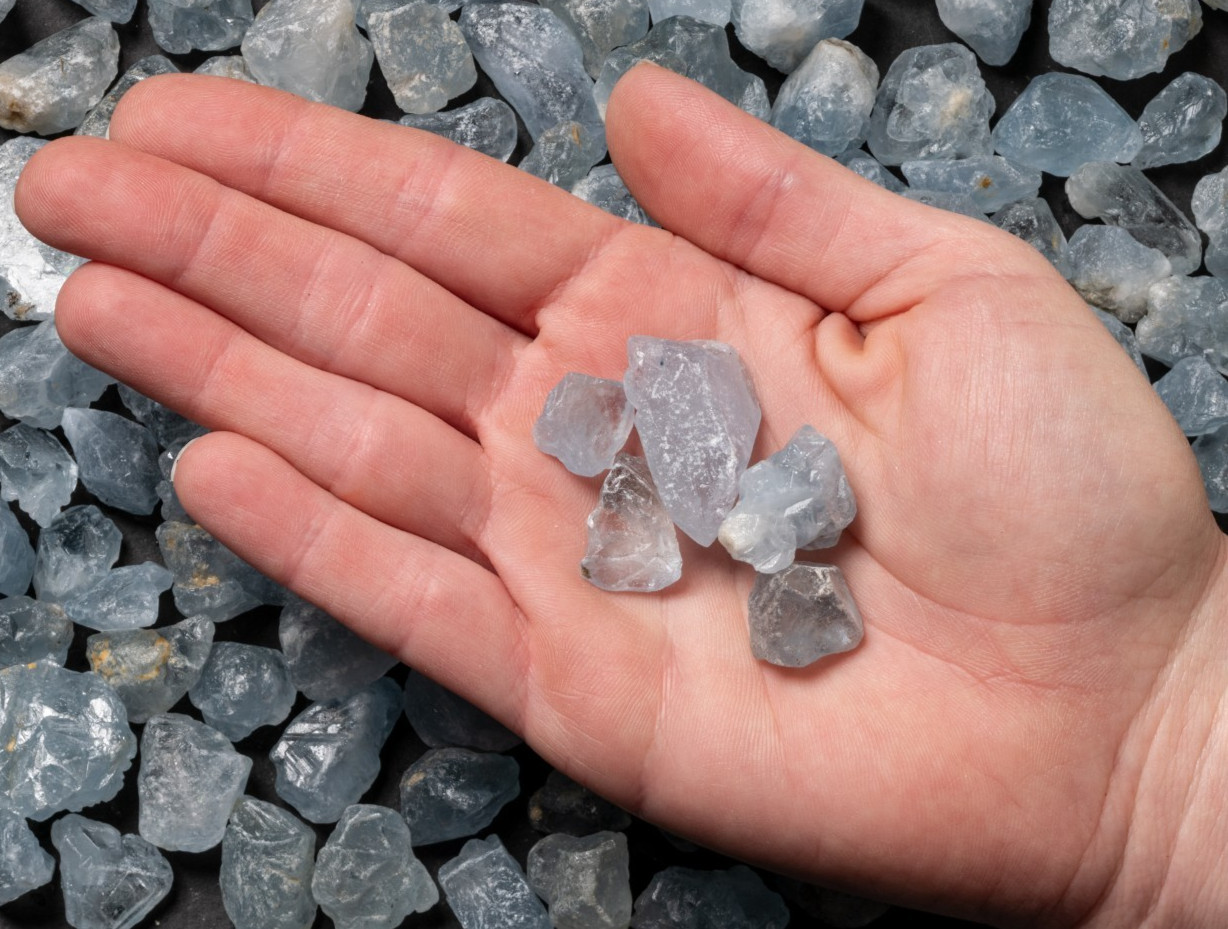 1/2 lb Blue Celestite Crystal Points & Pieces Lightly Tumbled Gem Rock Specimens