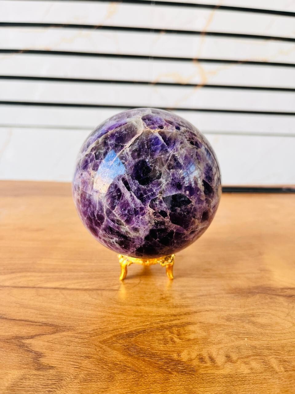 Large Amethyst Crystal Sphere Ball Hand Carved Crystal Home Office Decorative
