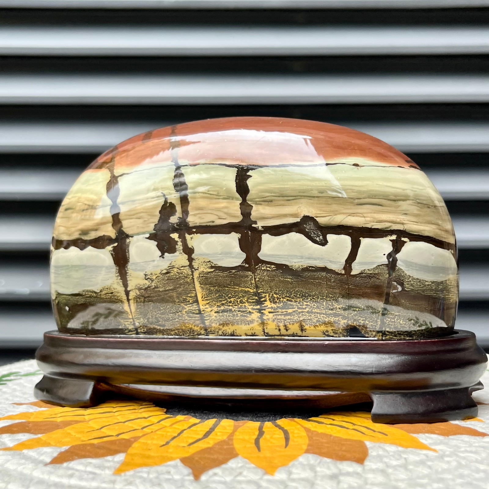 3 lb Natural Picture Stone Polished Arc Landscape Art Home Office Desk Decor