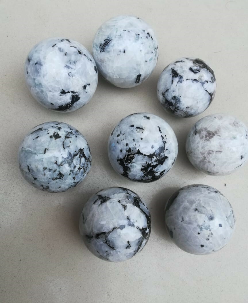 Large Natural Rainbow Moonstone Sphere Flashy Crystal Gemstone Ball 57-65MM