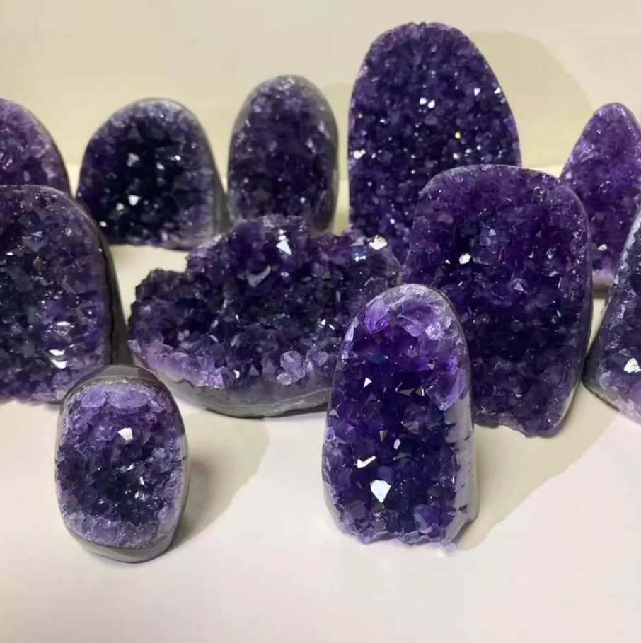 Natural Amethyst Cluster Geode Raw Crystal Mineral Specimens Metaphysical Decor