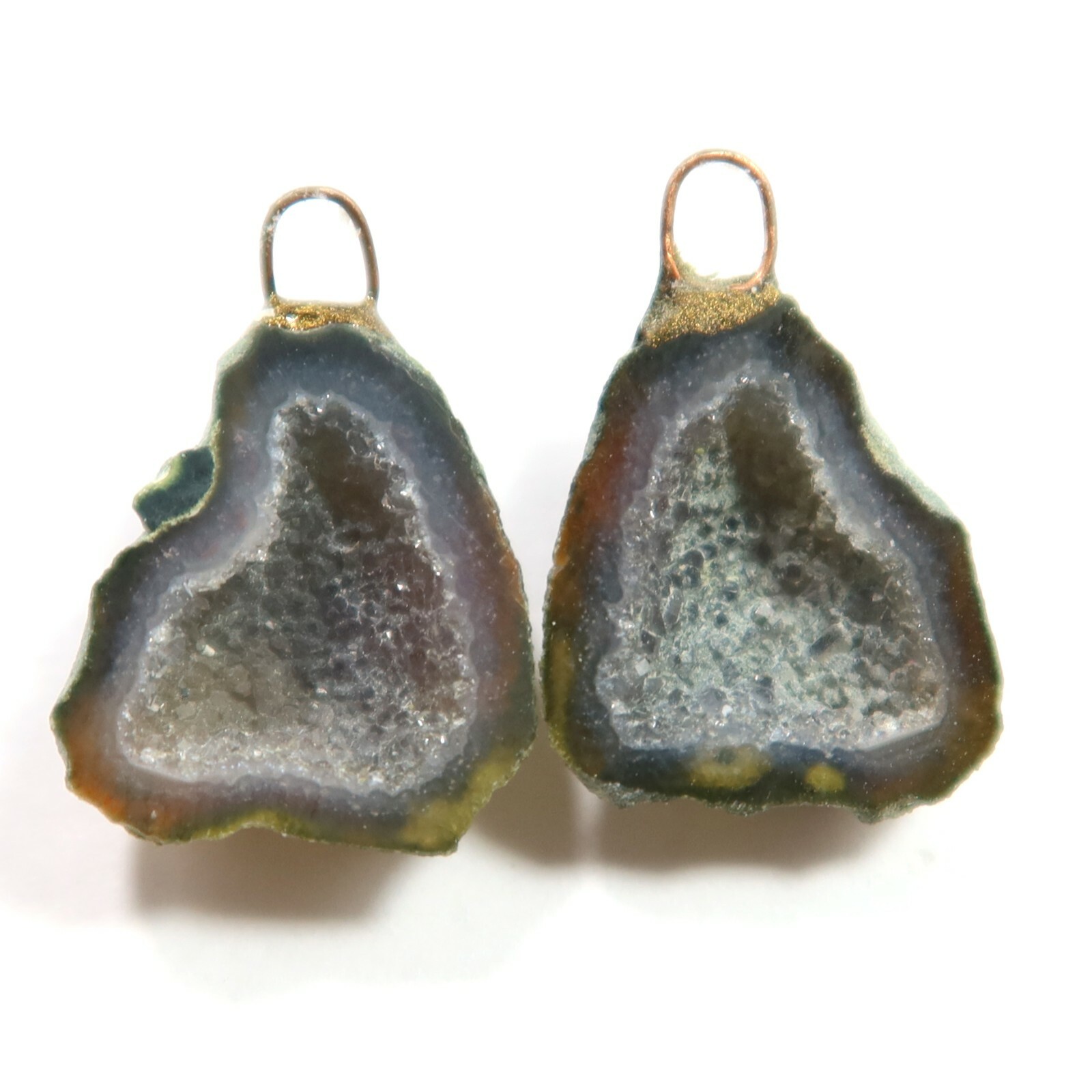 Distressed Tabasco – Tiny Mexican Geode Polished Halves with Ring TABD21