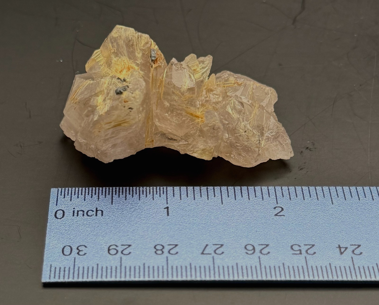 Golden Rutilated Quartz Cluster with Both Internal and External Rutile Sprays
