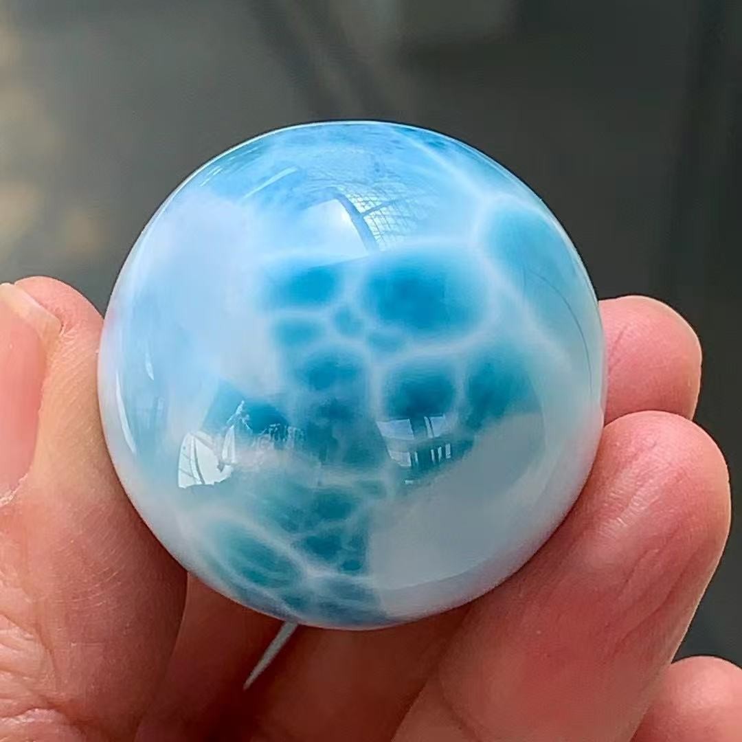 36mm Natural Larimar Gemstone sphere quartz polished ball Reiki energy