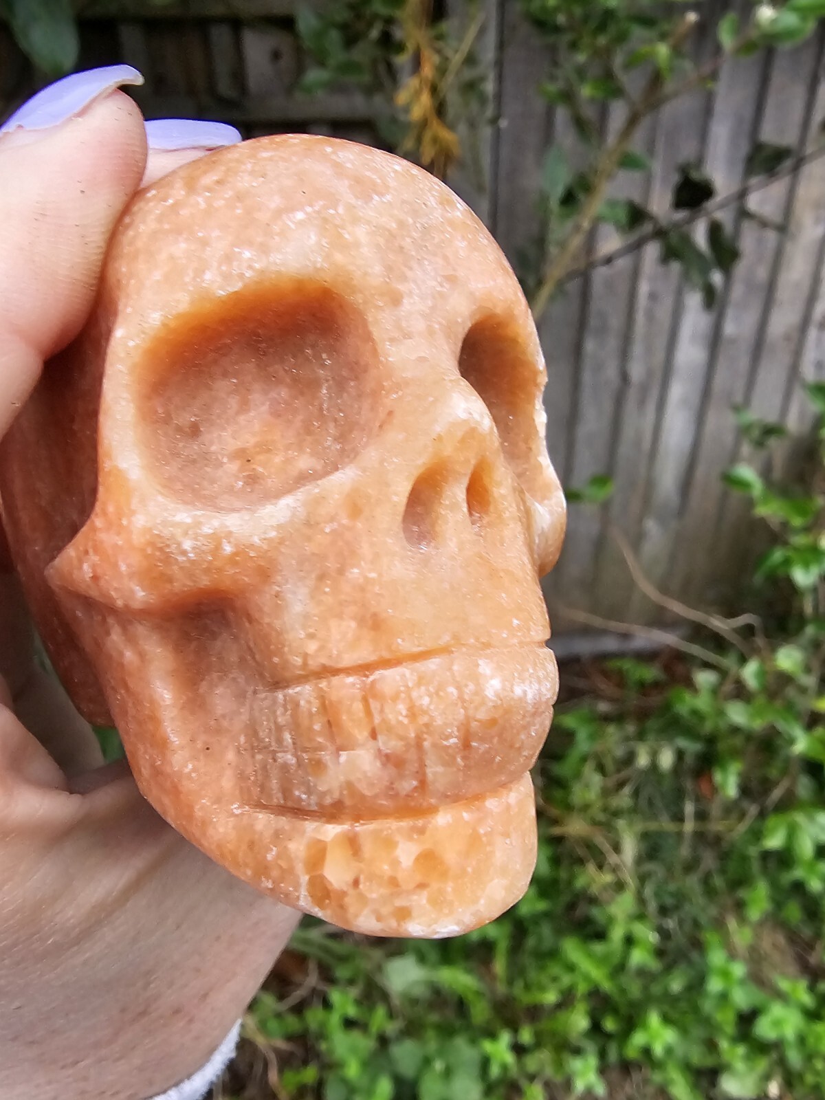 Sunstone crystal Skull Carving 379g 5.8x7x4.8cm Motivation Uplifting