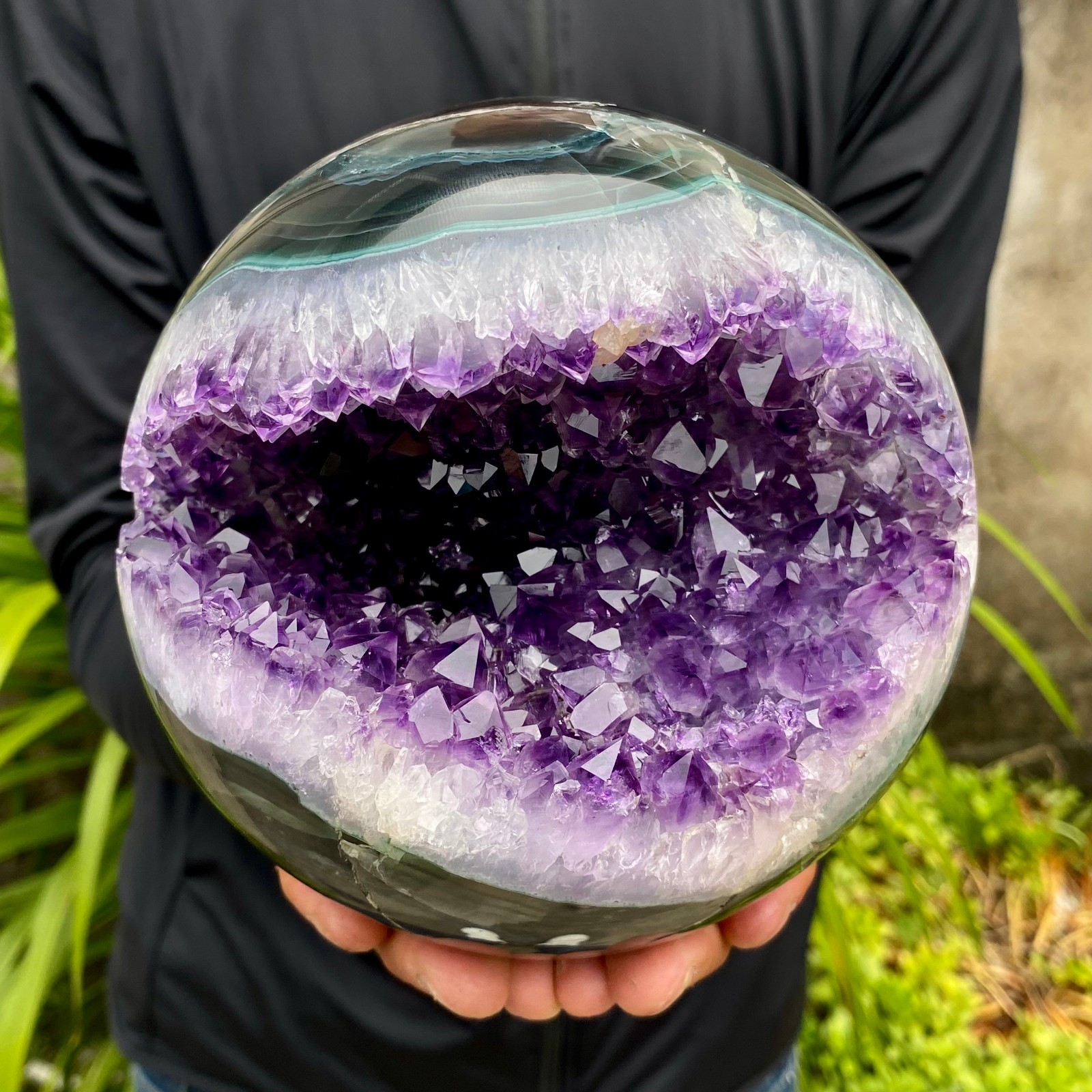 7.49LB Natural Amethyst Agate Ball Quartz Crystal Sphere reiki healing gem