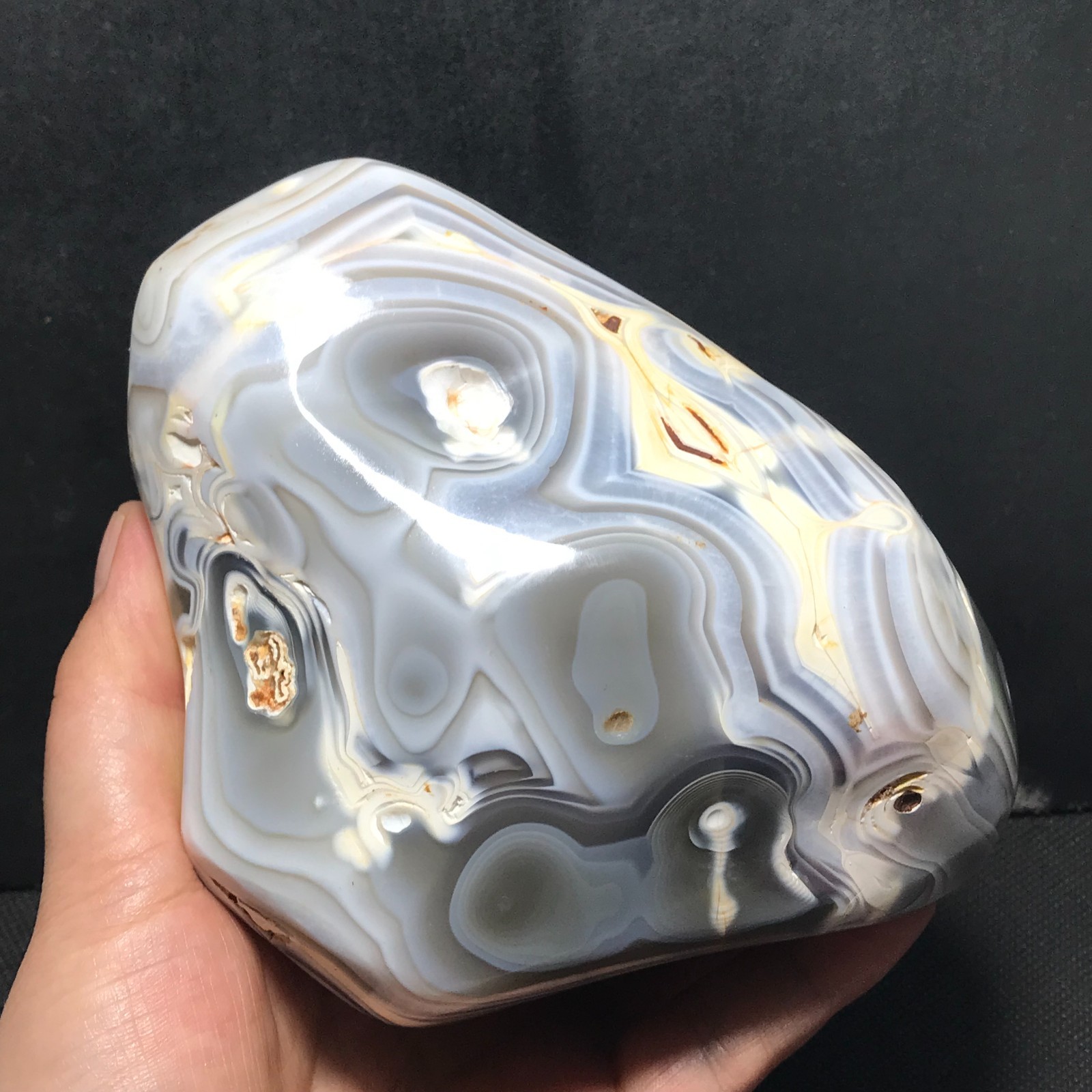 1116g Natural Botswana Agate Black White Scenic Pattern Display Specimen 03