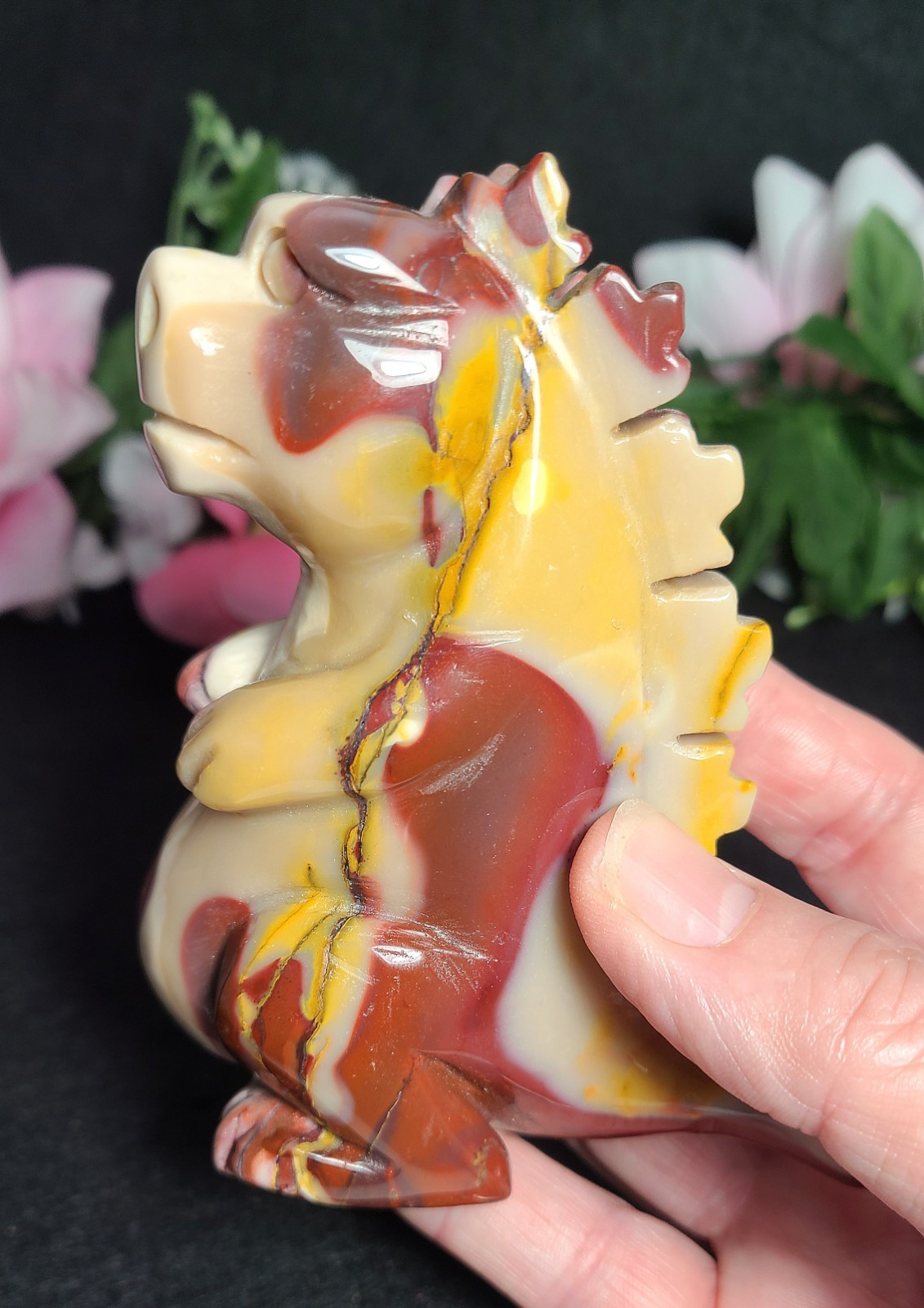 Rare Large 4″ 345g Mookaite Dragon Dinosaur Godzilla Crystal Stone Statue