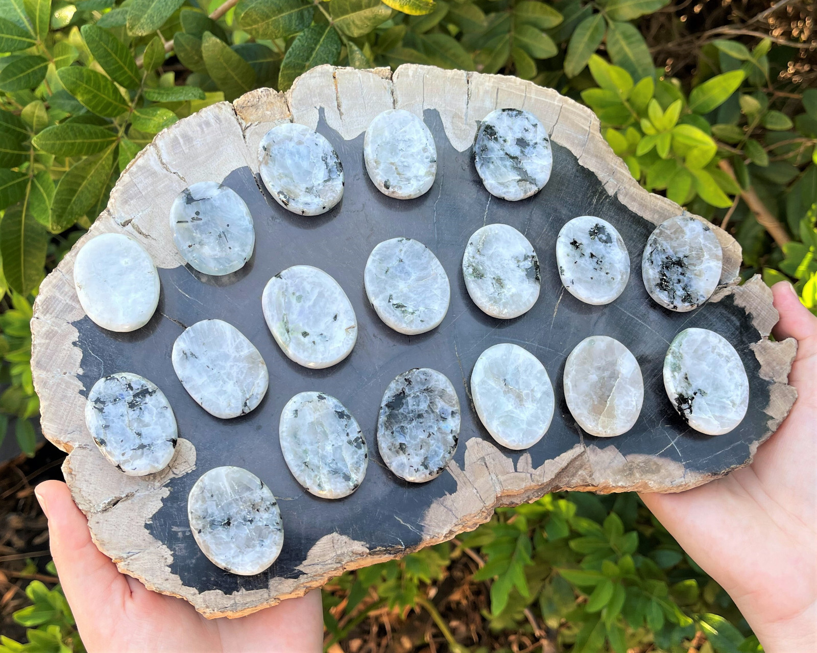 Rainbow Moonstone Worry Stone (Smooth Polished Rainbow Moonstone Palm Stone)