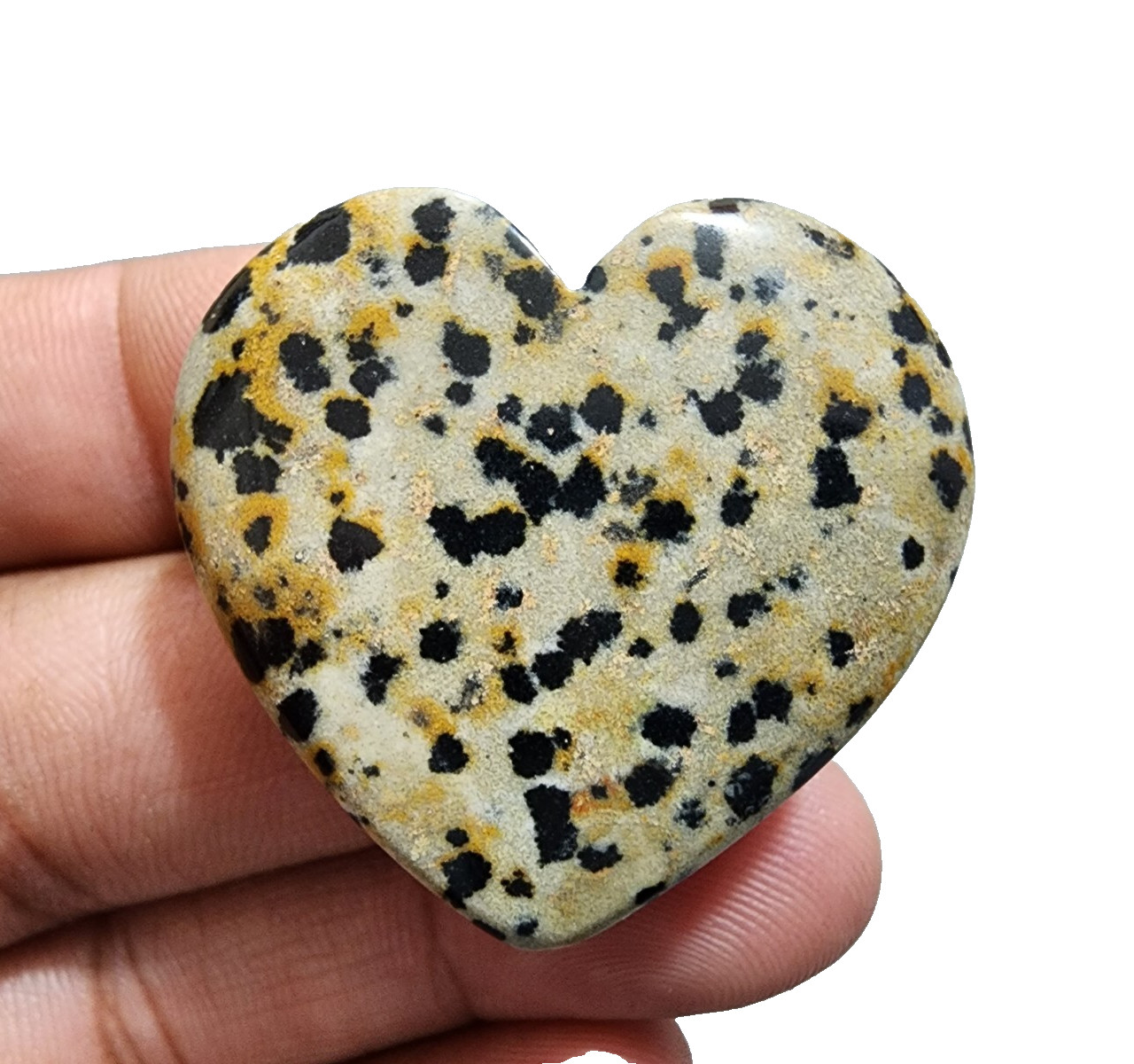 87 Crt Excellent Dalmatian Jasper Heart Shape Ethical Gemstone Cabochon Jewelry