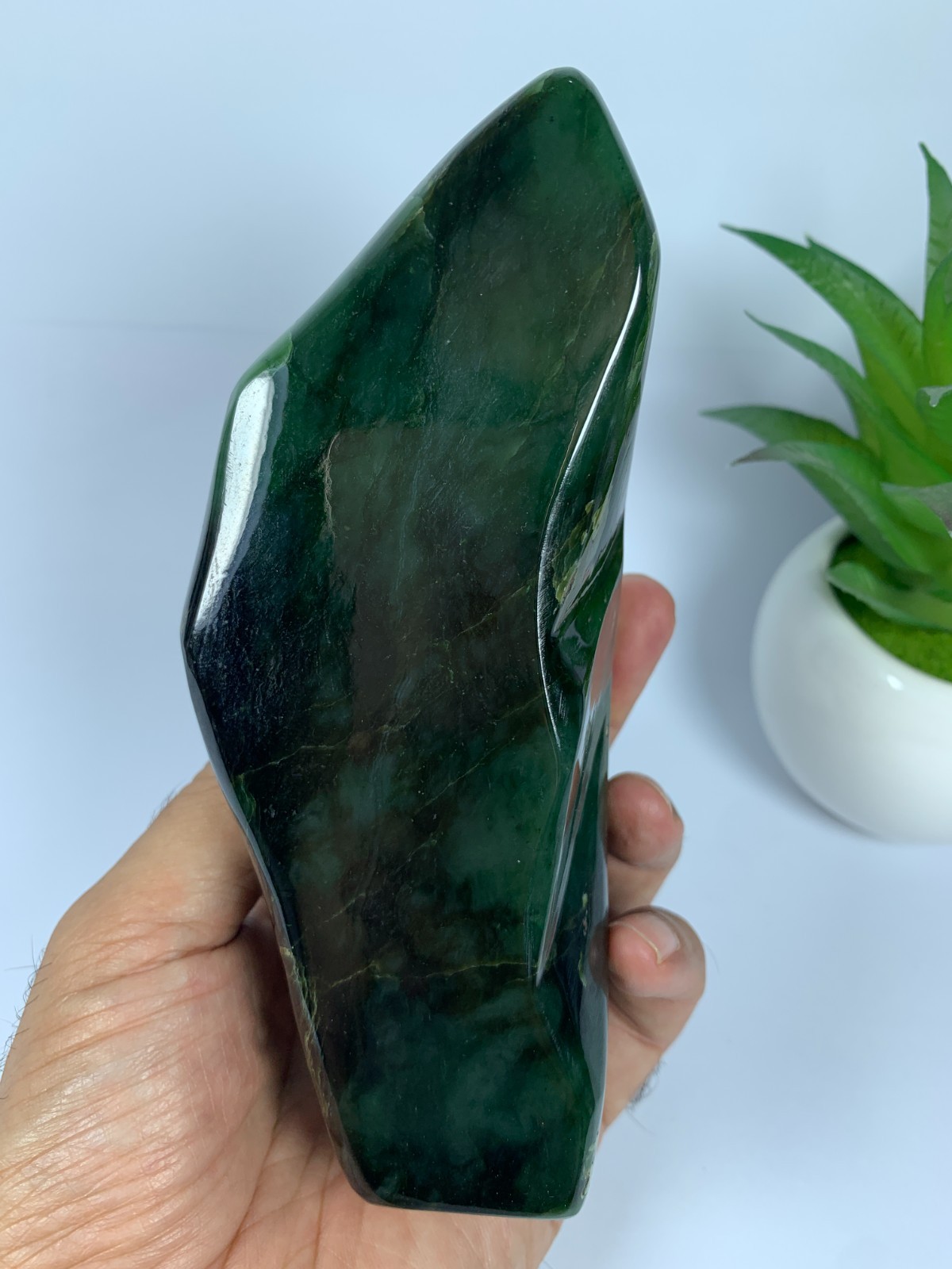872gram Nephrite Jade Polished Genuine Freeform Rough Crystal, Afghanistan
