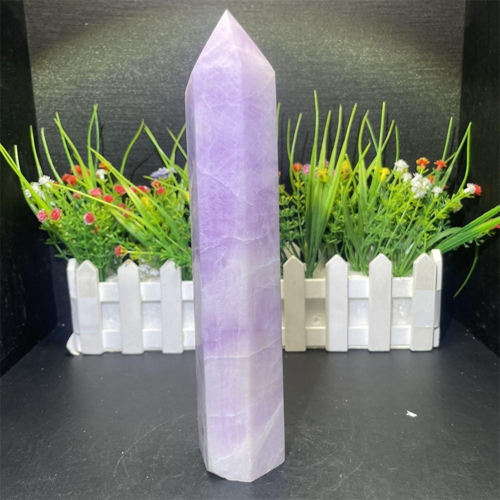 2.2LB9 ” Natural Kunzite Obelisk Tower Crystal Quartz Healing Energy Reiki
