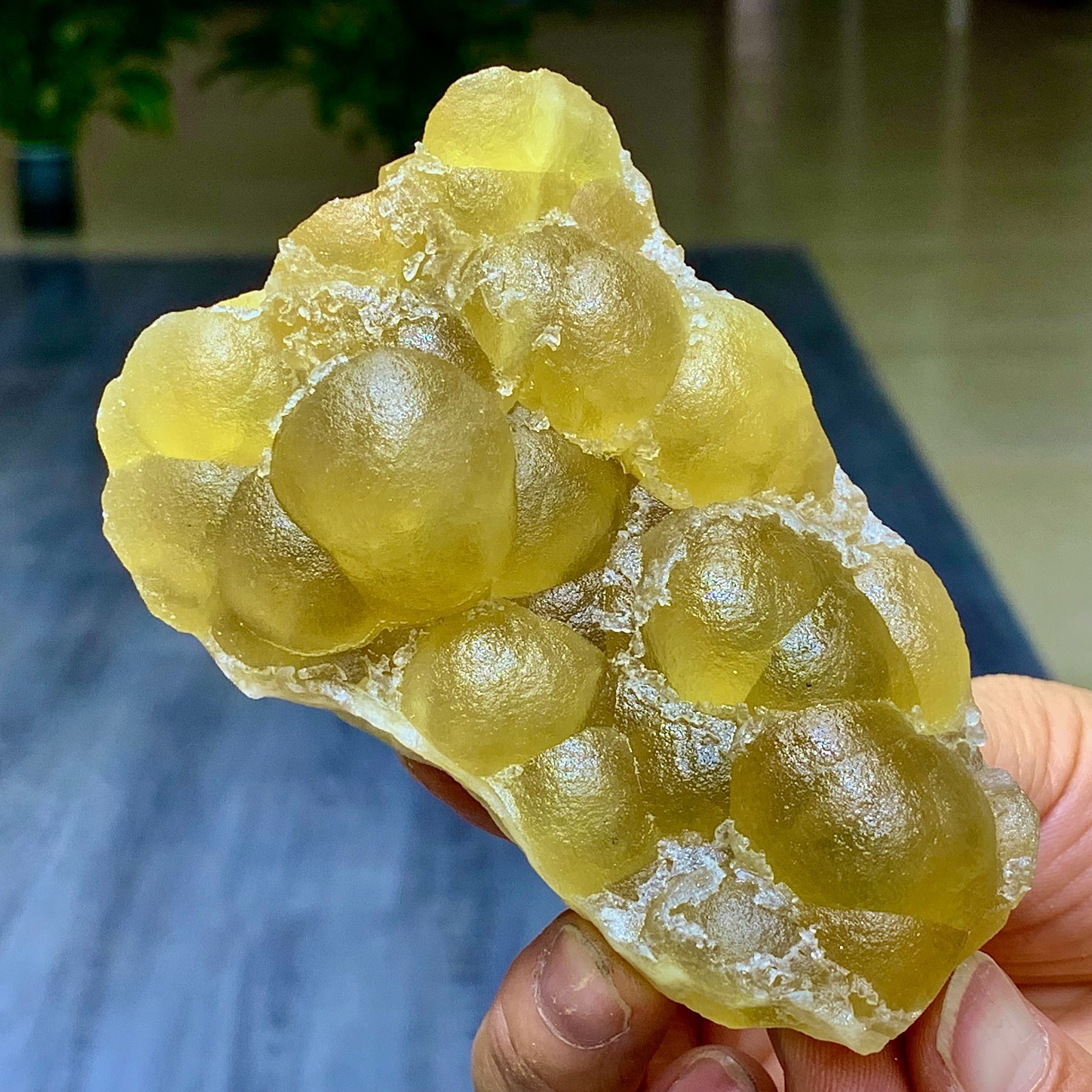 290G Natural transparent yellow spherical fluorite mineral crystal sample