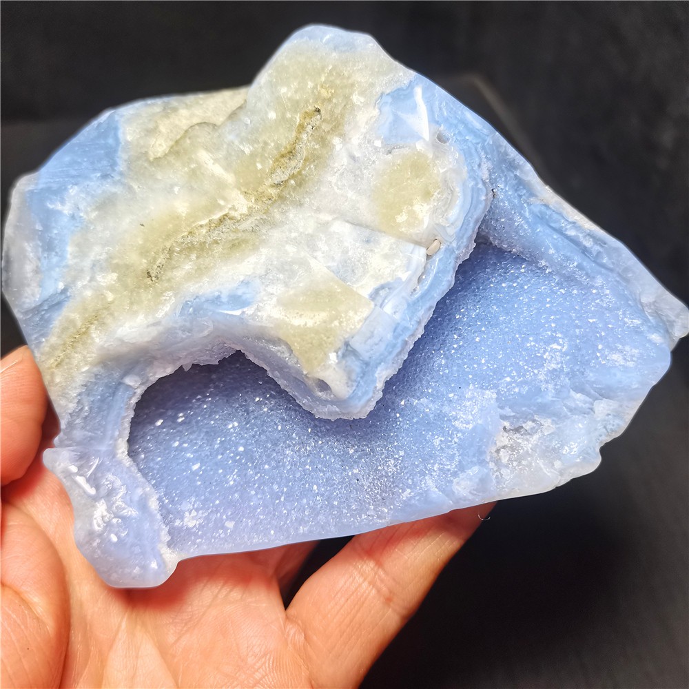 RARE 393.2g Natural Argentine Blue Agate Stone Geode Healing R2136
