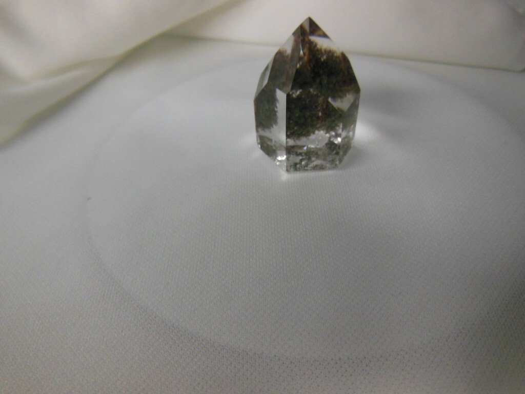 Natural Quartz Crystal / Clear Standup / Chlorite Crystals Inside “Moss Look”